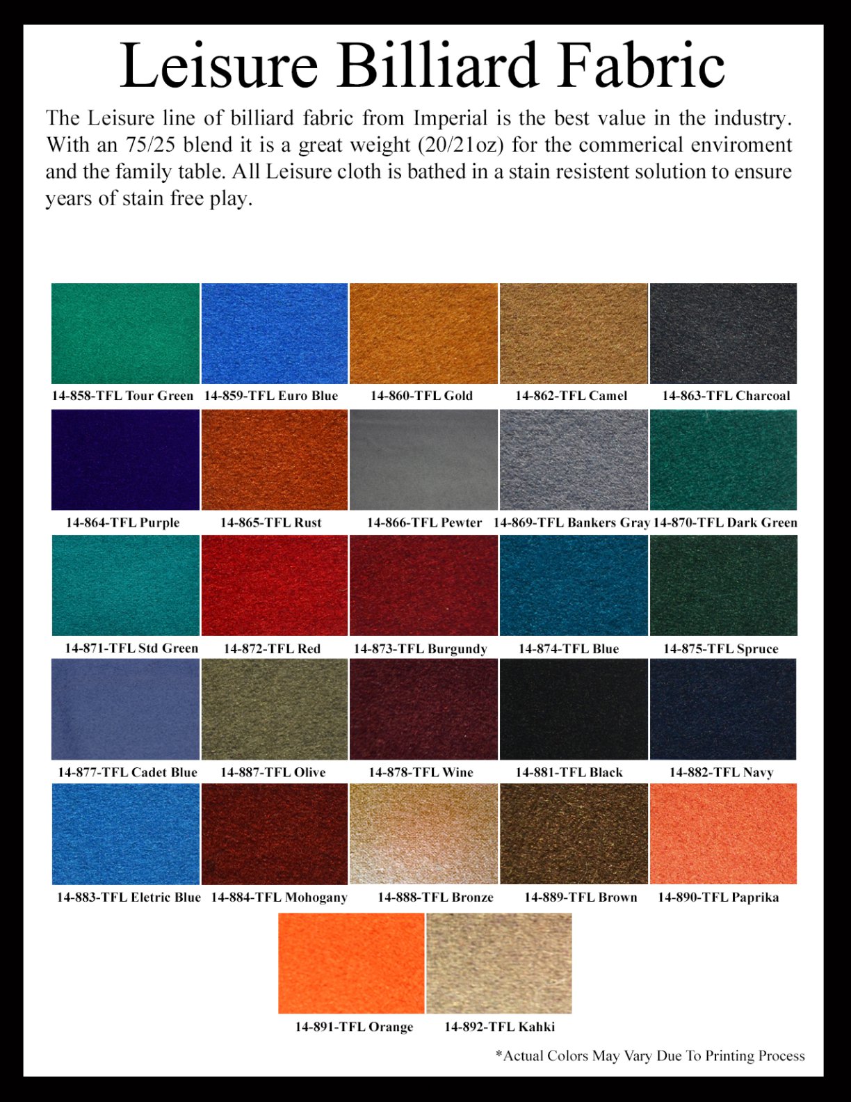 Imperial Leisure Billiard Fabric Cagle's Billiards